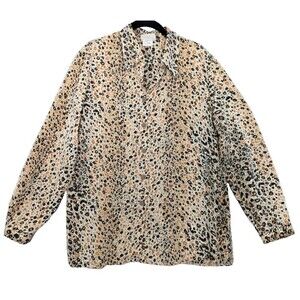 Vintage Blouse Womens‎ Plus Size Tan Cheetah Print 16